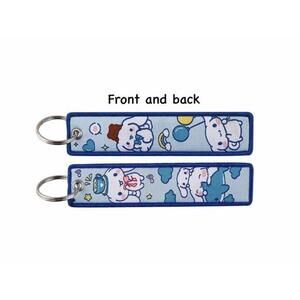 Cinnamoroll Keychain, Embroidered Tag  5” Kawaii Key Holder Bag Charm
